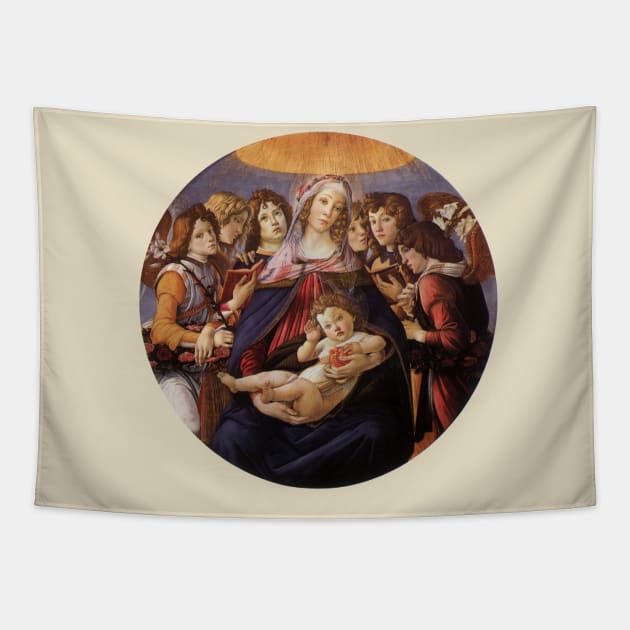 Madonna and Child with Angels by Sandro Botticelli Tapestry by MasterpieceCafe