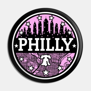 Pink White Philly Fan Philadelphia Skyline Liberty Bell Pin