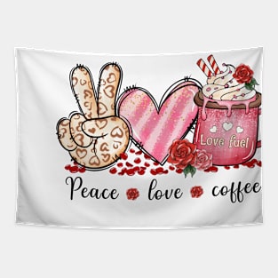 peace and love and coffee Tapestry