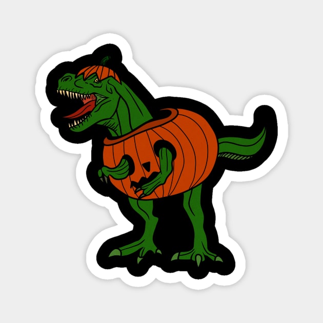 T-rex Dinosaur in Pumpkin, Halloween Costume Magnet by logiamerch