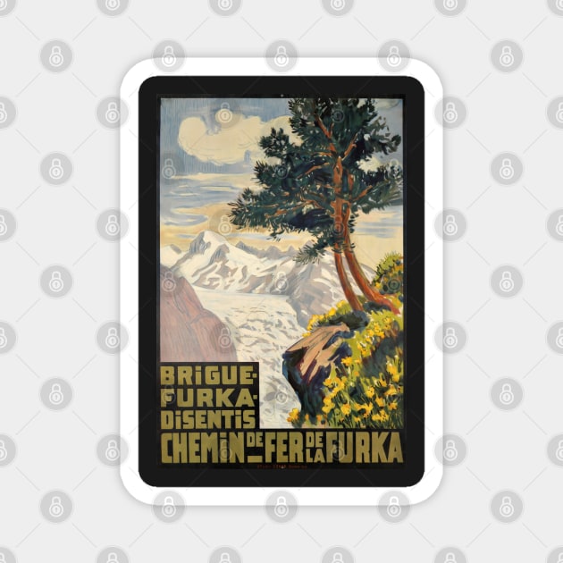 Brigue-Furka-Disentis, Chemin de Fer de la Furka,Travel poster Magnet by BokeeLee