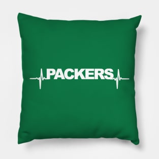 packers heartbeat white T-shirt Pillow