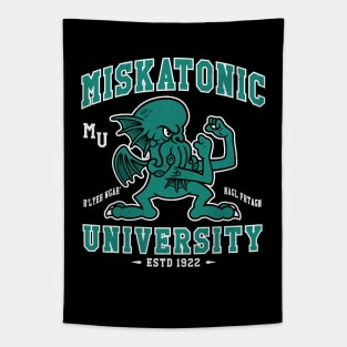 Miskatonic University Cthulhu Mascot - Vintage Distressed Creepy Cute Lovecraft Tapestry