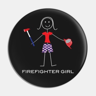 Funny Womens Firefighter Girl illustration Pin