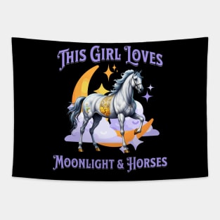 This Girl Loves Moonlight and Horses Tapestry