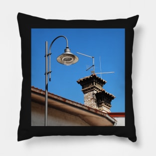 Old Stone Chimney and Street Light Pillow