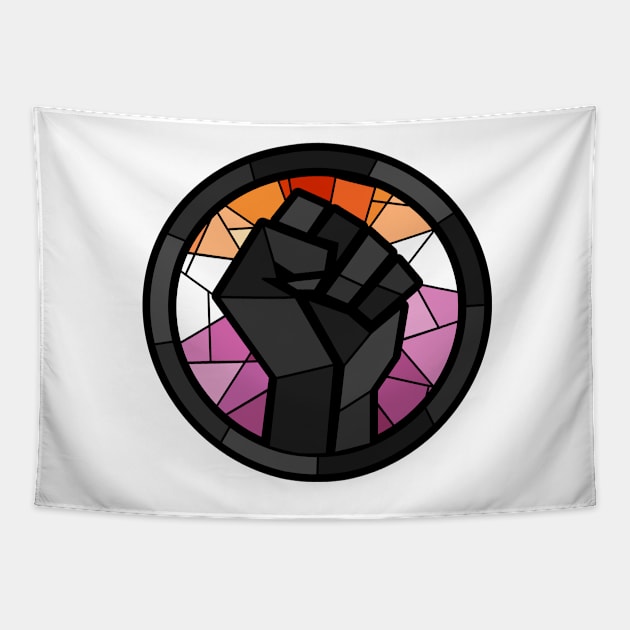 BLM Stained Glass Fist (Lesbian) Tapestry by OctopodArts