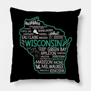 Waukesha Wisconsin cute Milwaukee, Osseo, Green Bay, Kenosha, Racine, Appleton, Waukesha, Eau Claire, Oshkosh, Janesville Pillow