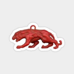 Red panther on blue grass Magnet