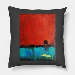 Tree with red sky Pillow