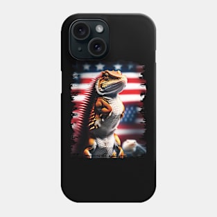 American Flag Bearded Dragon Patriotic Lizard Lover Phone Case