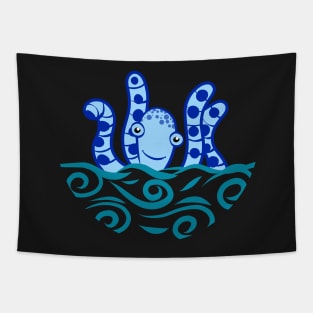 Friendly Blue Octopus Tapestry