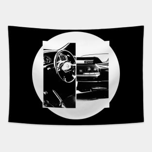 NISSAN SKYLINE GT-R R33 Black 'N White 5 (Black Version) Tapestry