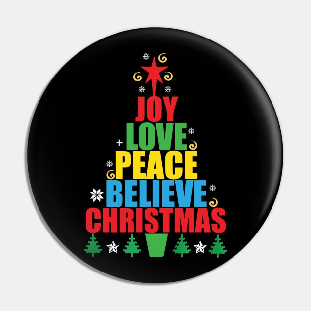 Funny Christmas Joy Love Peace Believe Christmas Pin by jodotodesign