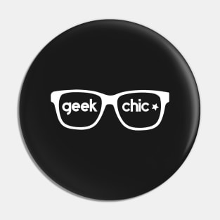 Geek Chic Nerdy White Glasses Pin