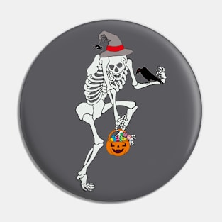 Happy Halloween Skeleton Pin