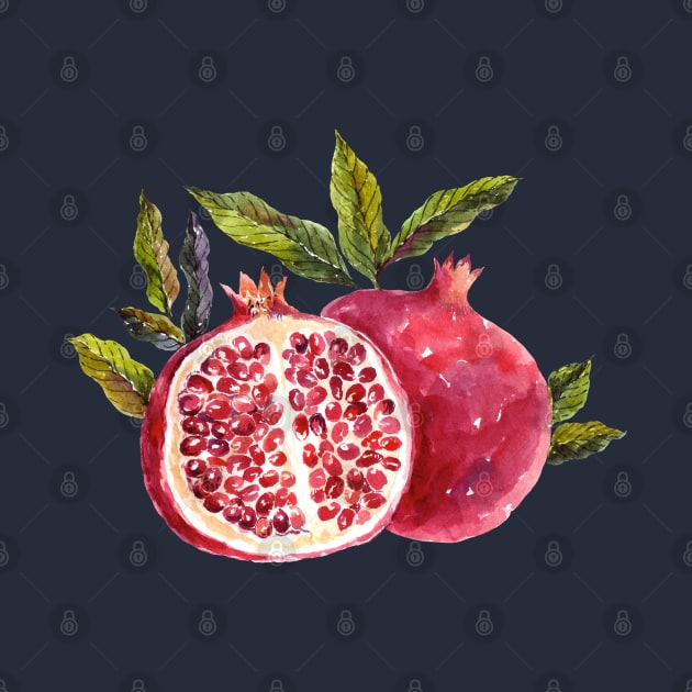 Watercolor pomegranate by MoleskoStudio