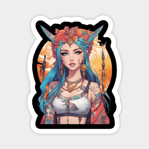 Dark Melodies Secret Life Emo Goth Anime Girl Magnet by animegirlnft