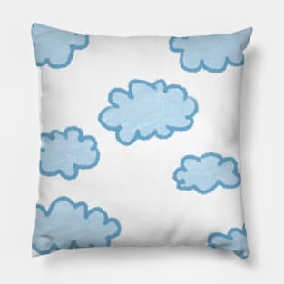 Blue Light Pastel Fluffy Clouds Background Aesthetic Style Pillow