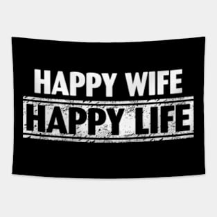 Happy wife happy life tshirt Funny Tapestry