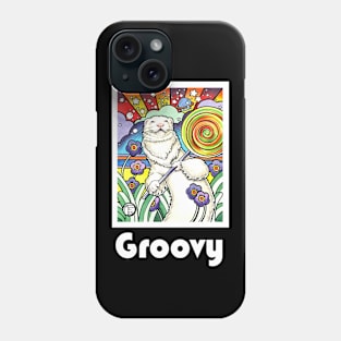 Cosmic Lollipop Ferret - Groovy - White Outlined Version Phone Case
