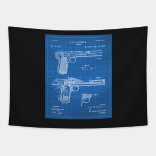 Browning Pistol Patent - Gun Lover Military Fan Art - Blueprint Tapestry