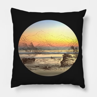 Beautiful Sunset by the Lake Pillow