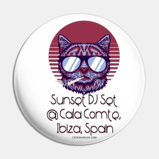 Sunset DJ Set @Cala Comte, Ibiza, Spain - Catsondrugs.com - rave, edm, festival, techno, trippy, music, 90s rave, psychedelic, party, trance, rave music, rave krispies, rave flyer Pin