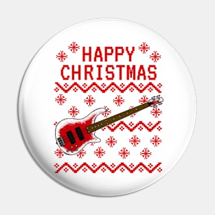 Bass Guitar Ugly Christmas Bassist Musician Pin