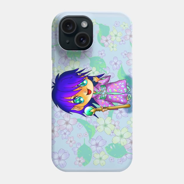 cute chibi elf in purple kimono for dnd and manga fans Phone Case by cuisinecat