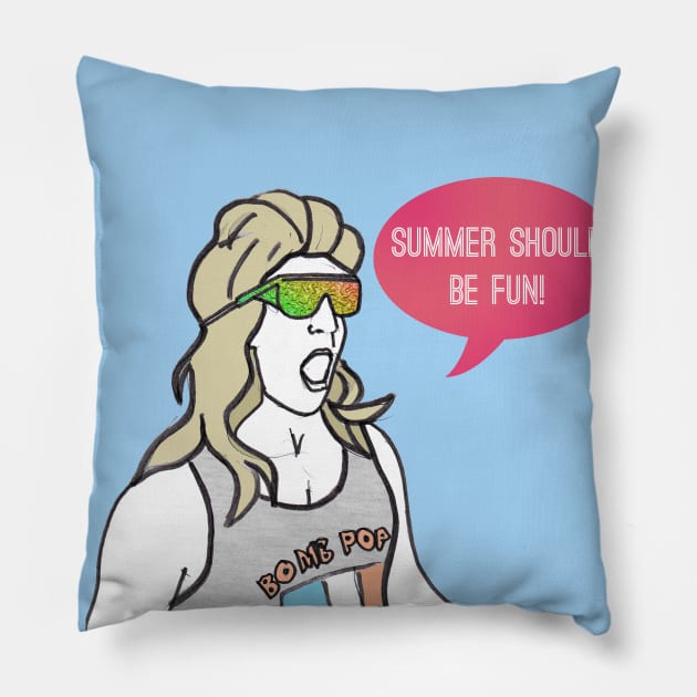 Summer should be fun Pillow by Katsillustration