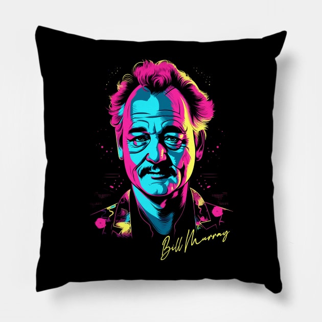 Bill Murray / Retro 80s Fan Design Pillow by DankFutura