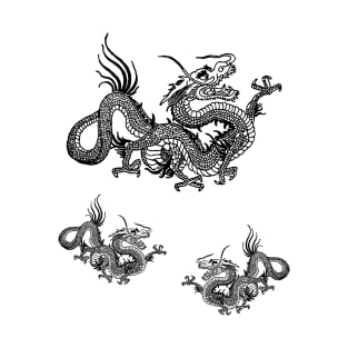 Black Chinese Dragons Sticker Pack T-Shirt