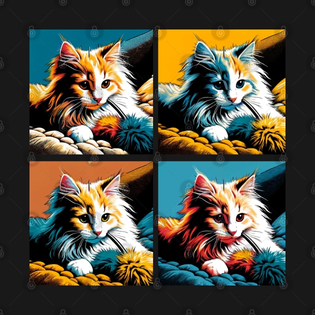 Domestic Long Hair Pop Art - Cute Kitties by PawPopArt