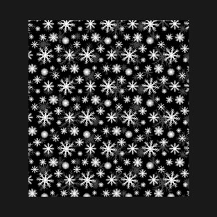 black and white snow fall pattern T-Shirt