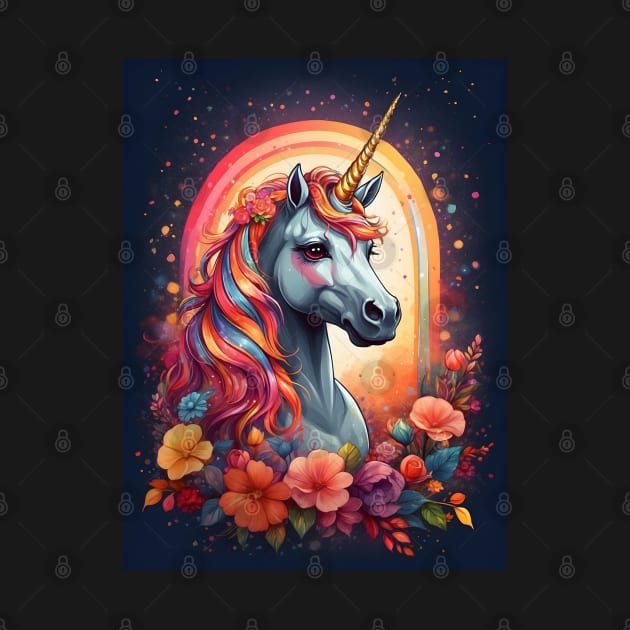 Unicorn in a Floral Garden by Leon Star Shop