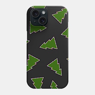 Christmas Trees and Lights Pattern on Green Phone Case