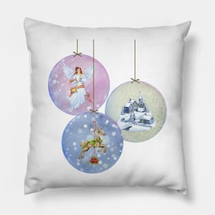 Vintage Snow Globe Ornaments Pillow