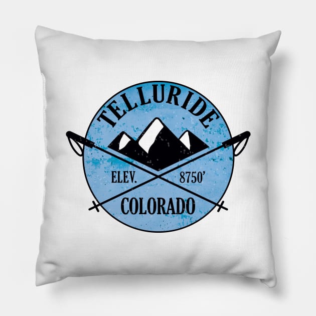 Telluride Colorado Skiing Ski Snowboarding Pillow by heybert00