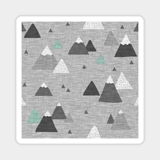 Little Mountains - grey and mint Magnet