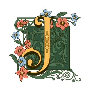 Art Nouveau Letter J, Ornamental Letter J, Art Deco T-Shirt