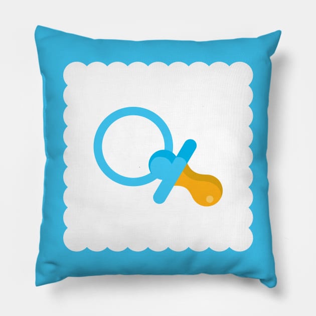 Baby Boy Gender Reveal Blue Pacifier Pillow by Inogitna Designs