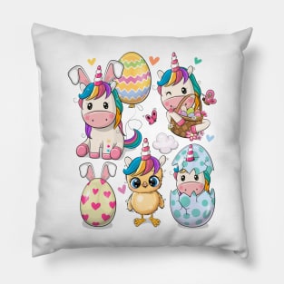 Cute Easter Unicorns Pillow