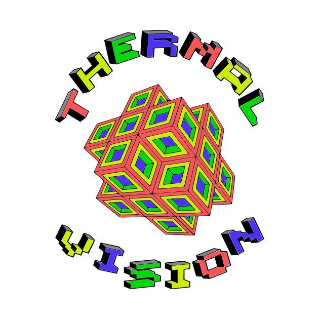 Thermal Vision: A Stunning Display of Heat and Geometry in a Colorful Graphic Tee by wisscreation