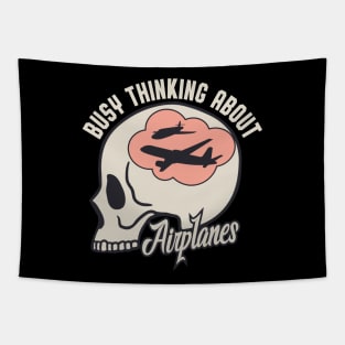 Busy Thinking About Airplanes Aviation Tapestry