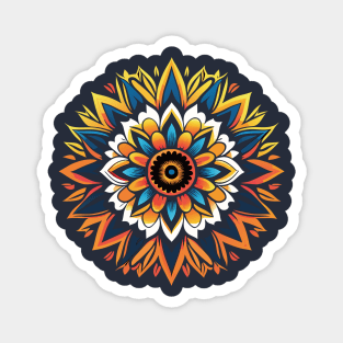 Vibrant Floral Fusion: Colorful Geometric Flower Art Magnet