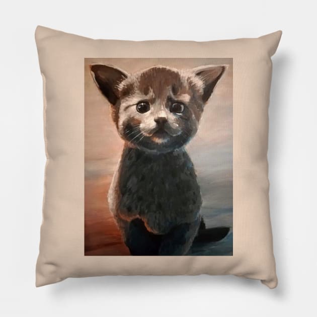 Tiny Kitten Named Luna Pillow by brainbag