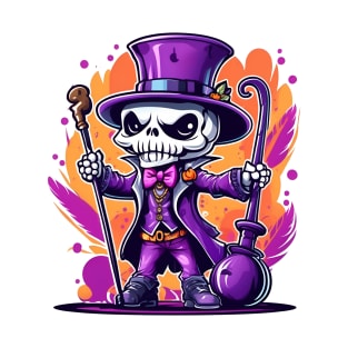 A spooky skeleton in a top hat with a cane T-Shirt