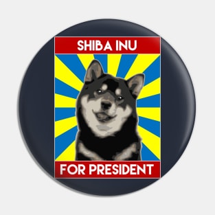 Shiba Inu For President (Black) Pin