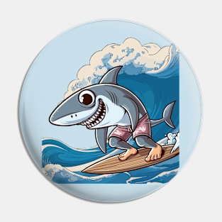 shark surfer Pin